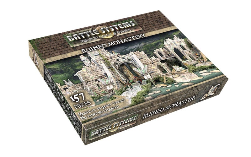 Battle Systems â€“ Modular Fantasy Scenery â€“ Perfect for Roleplaying and Wargames - Multi Level Tabletop Terrain for 28mm Miniatures â€“ Colour Printed Model Diorama â€“ DND Warhammer (Ruined Monastery) - Image 1